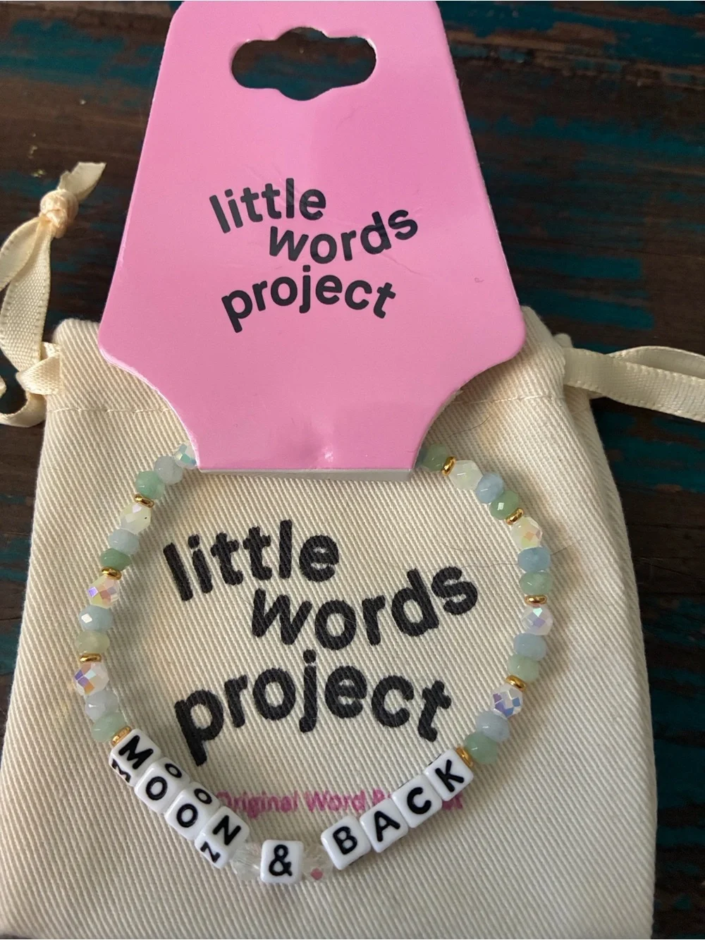 Little Words Project 'Moon & Back' aqua Beaded Bracelet